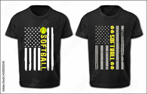 American Flag Softball Design