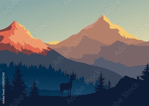 Foto landscape with deer