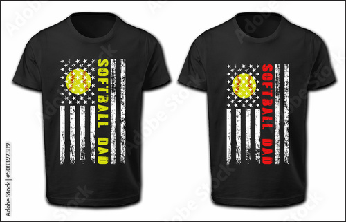 Softball Dad USA Flag Design