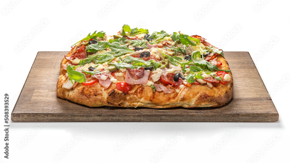 Fluffy Crust Pizza on White Background, Restaurant Fastfood Fluffy Crust Pizza on White Background, Restaurant Fastfood