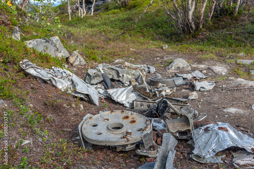 Картината върху платно German bomber wreckage from Second World War, Finnmark, Norway