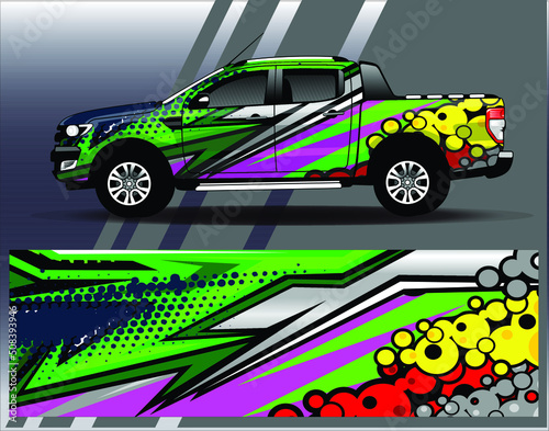 Car wrap design vector. Graphic abstract stripe racing background kit designs for wrap vehicle  race car  rally  adventure and livery