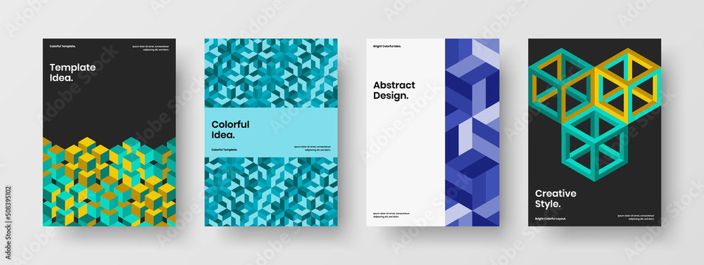Original journal cover A4 vector design layout bundle. Clean mosaic pattern company identity illustration composition. Original journal cover A4 vector design layout bundle. Clean mosaic pattern company identity illustration composition.