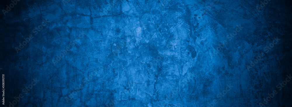 Fototapeta premium Old wall pattern texture cement blue dark abstract blue color design are light with black gradient background.