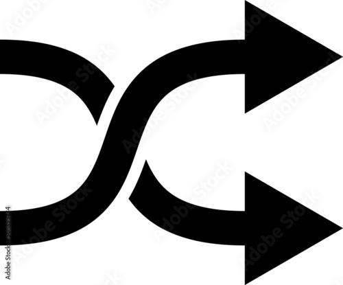 Redirection icon vector image, two intertwining black arrows photo