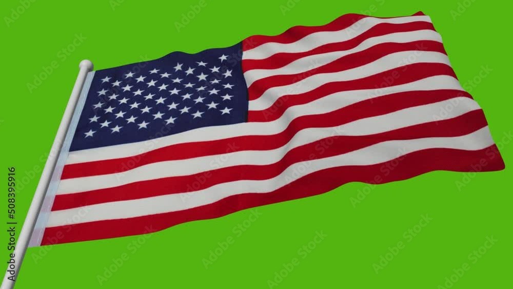 USA flag fluttering in the wind, chrome key, 3d rendering USA flag fluttering in the wind, chrome key, 3d rendering