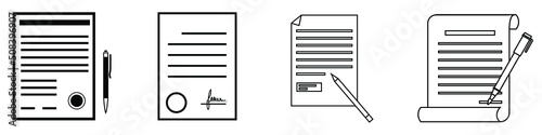 Contract icon vector set. document illustration sign collection. deal symbol.