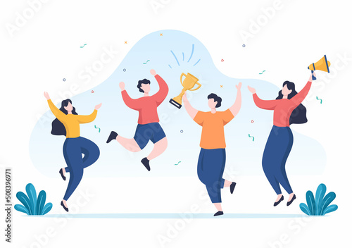Happy Employee Appreciation Day Cartoon Illustration to Give Thanks or Recognition for their Employees with with Great Job or Trophy in Flat Style