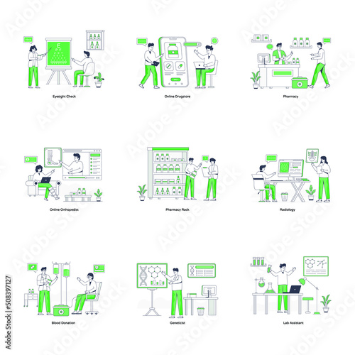 Pack of Healthcare Flat Illustrations