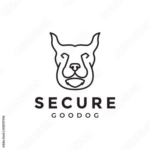 modern line head pets dog secure logo design vector graphic symbol icon illustration creative idea