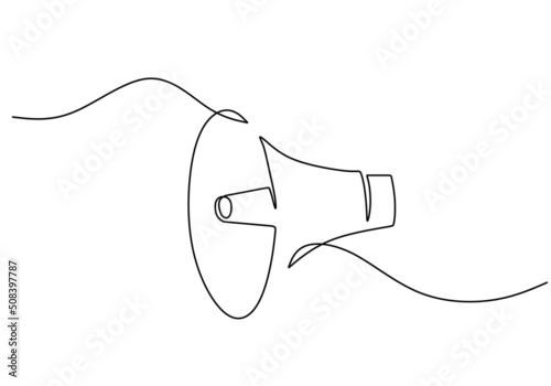 One continuous single line of big horn isolated on white background.