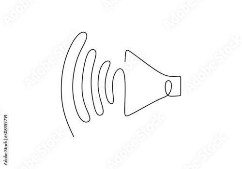 One continuous single line of horn isolated on white background.