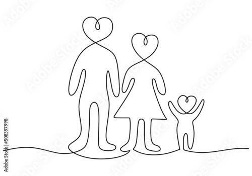 One continuous single line of happy parent global day isolated on white background.