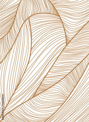 Abstract line art style background. Modern simple Japanese design. Outline hand drawn illustration.