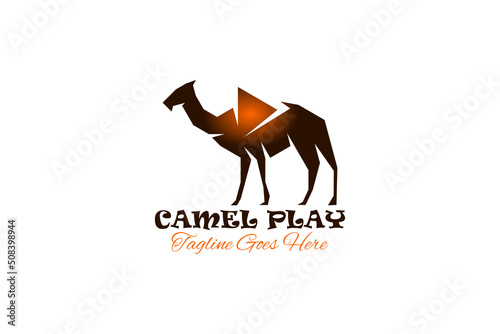 Vector Logo element with illustration of Camel and Play Button. Usable for media brands in Arab and African countries