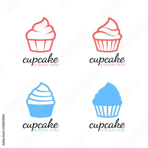 Cupcake logo collection with simple style for bakery label