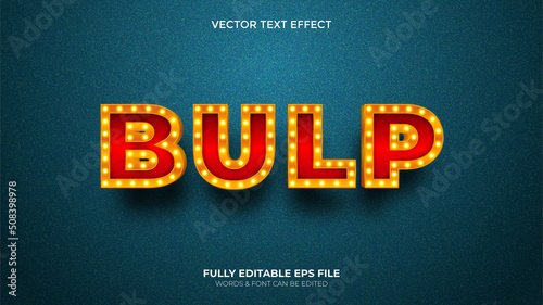 Foto Editable Vector Bulb Cinema Sign Vector Text  Effect