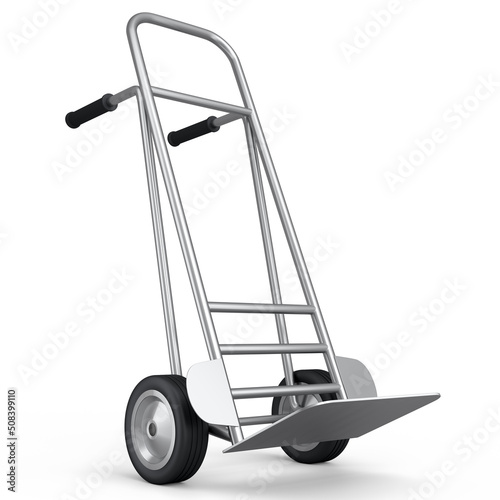 Empty hand truck or dolly for delivery and carrying isolated on white background