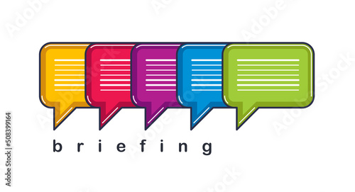 Communication concept shown with speech bubbles vector illustration, conference or briefing, blog public discussion, let’s talk.