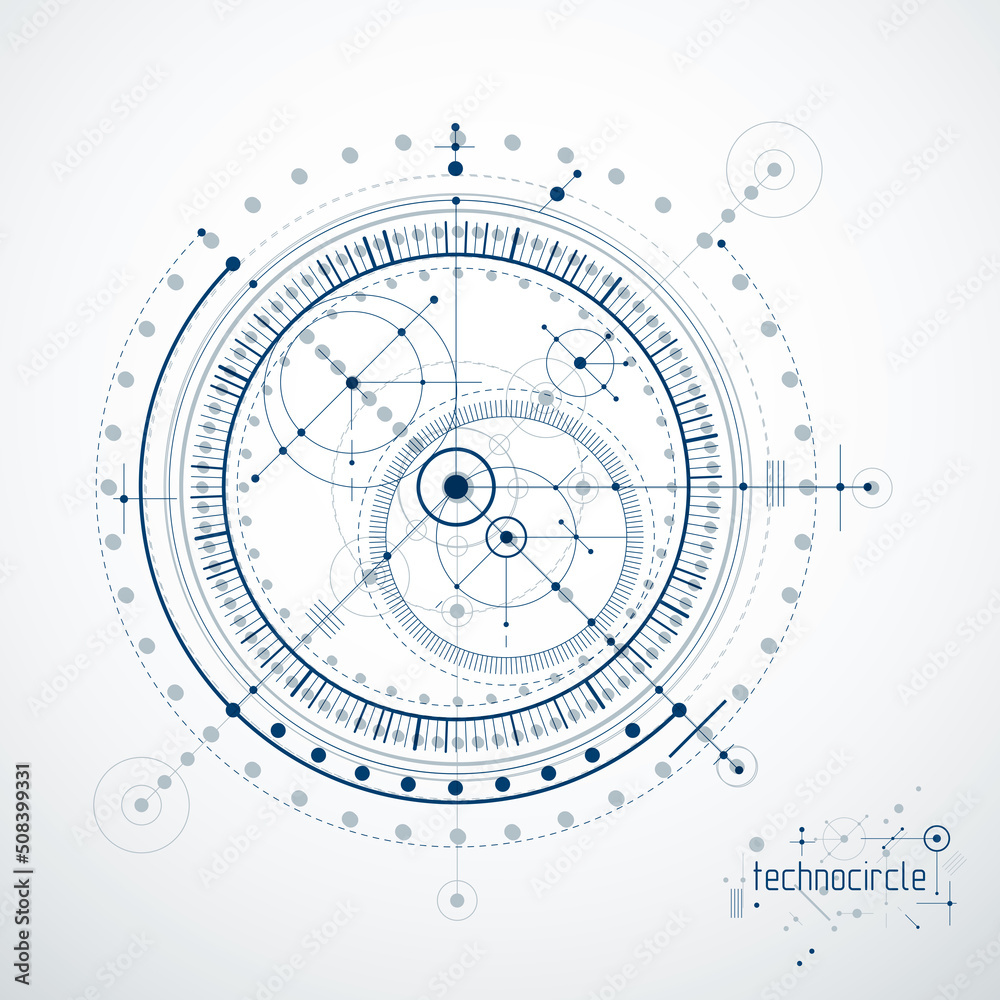 Engineering technology vector wallpaper made with circles and lines. Technical drawing abstract background. Engineering technology vector wallpaper made with circles and lines. Technical drawing abstract background.