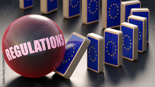 Cuadro en lienzo EU Europe and regulations, causing a national problem and a falling economy