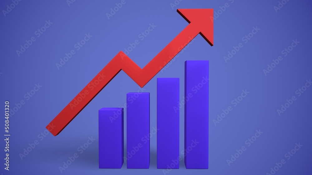 histogram columns up and statistics finance 3d-rendering