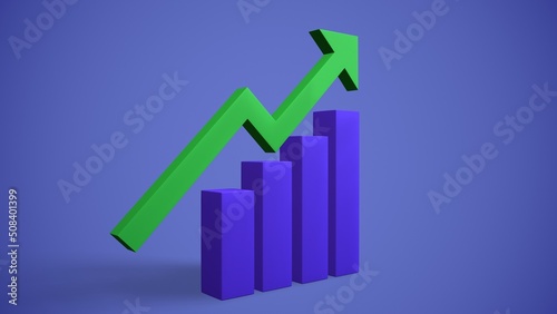 histogram columns up and statistics finance 3d-rendering