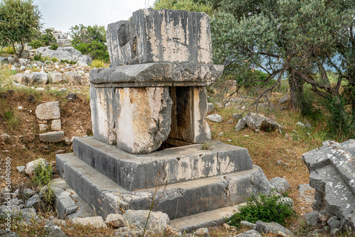 Xanthos, which was the capital of ancient Lycia, illustrates the blending of Lycian traditions especially in its funerary art. The rock-cut tombs, pillar tombs and pillar-mounted sarcophagi are unique photo