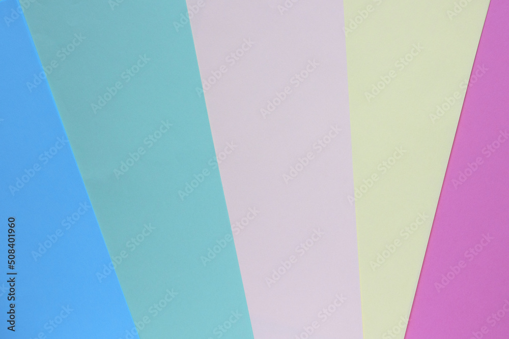 Abstract multicolored paper background in pastel colours, minimal geometric shapes and lines