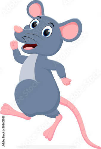 Happy Mouse cartoon isolated on white background