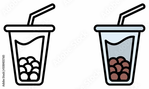 Illustration Vector Graphic of boba drink, bubble tea, tea cup glass icon
