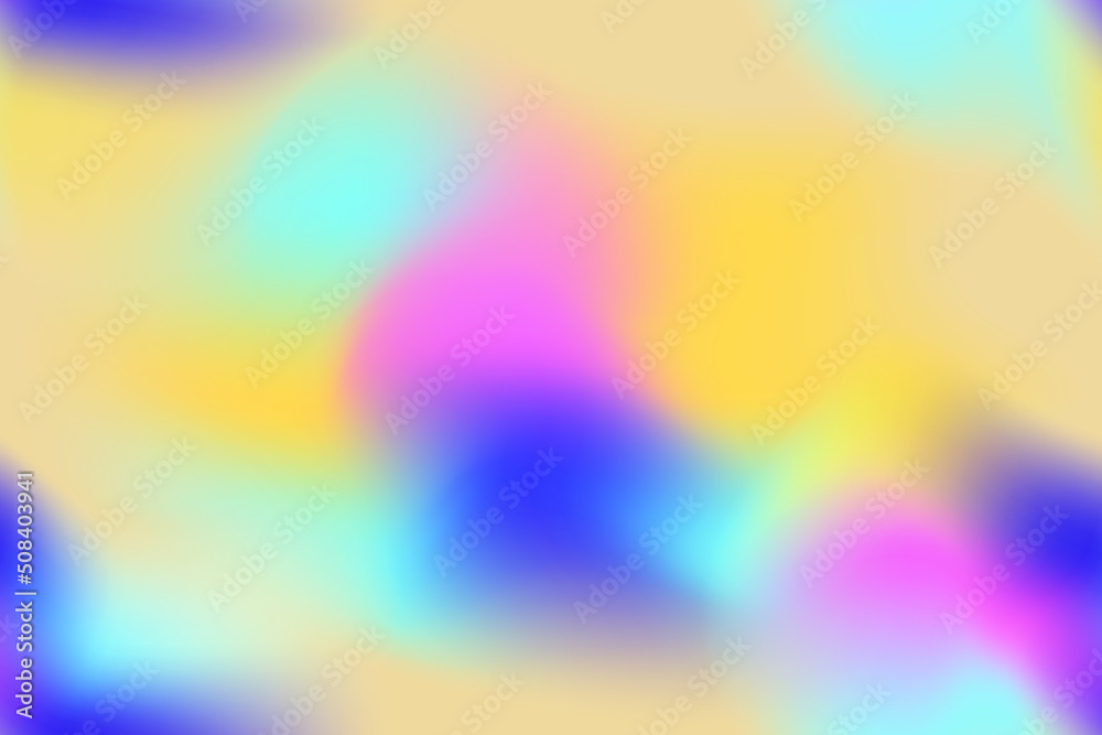 Holographic liquid gradient seamless background. Trendy fluid wave repeating surface. Abstract stylish blurred tile texture. Yellow, green, and blue colors repeat the composition