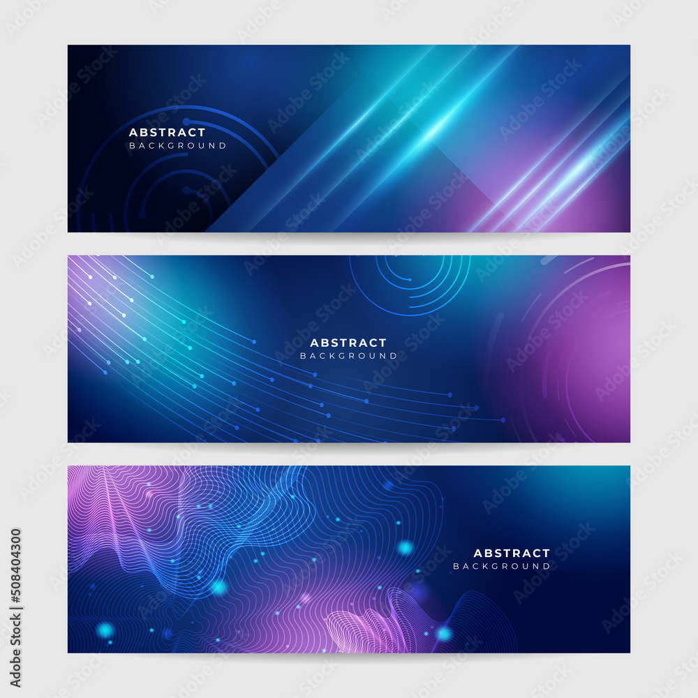 Fototapeta premium Wide Cyber security internet and networking concept. Hi-tech vector illustration with various technology elements. Abstract global sci fi concept. Digital internet communication on blue background.