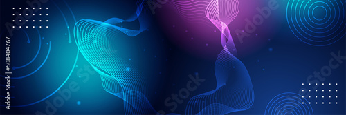 Wide Cyber security internet and networking concept. Hi-tech vector illustration with various technology elements. Abstract global sci fi concept. Digital internet communication on blue background.