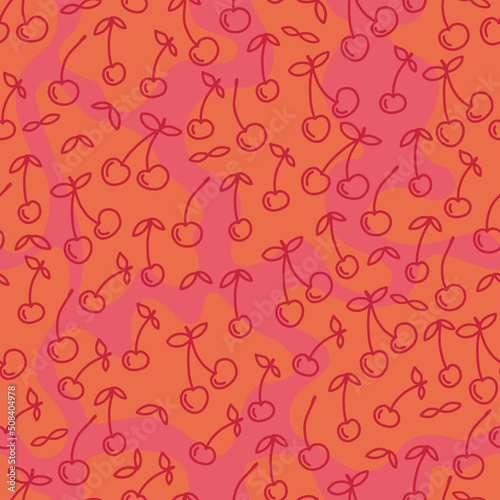seamless pattern hand drawn doodle cherry berries