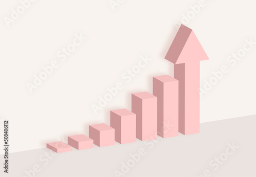 3d Graph stock stair step to success. Minimal design concept. Vector illustration