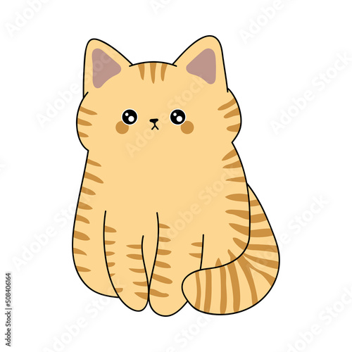 European shorthair cat illustration. Vector illustration of a cute kitten. Cute little illustration of cat for kids, baby book, fairy tales, covers, baby shower invitation, textile t-shirt.