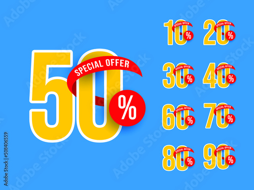Discount up to 50%25 special offer banner template. Discount label set