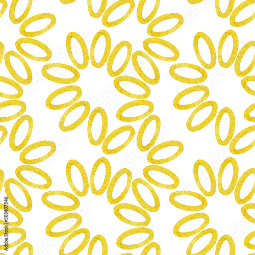 Watercolor seamless pattern in retro style. Vintage chains sectors geometric design, 60s, 70s style. Abstract forms and repeats.