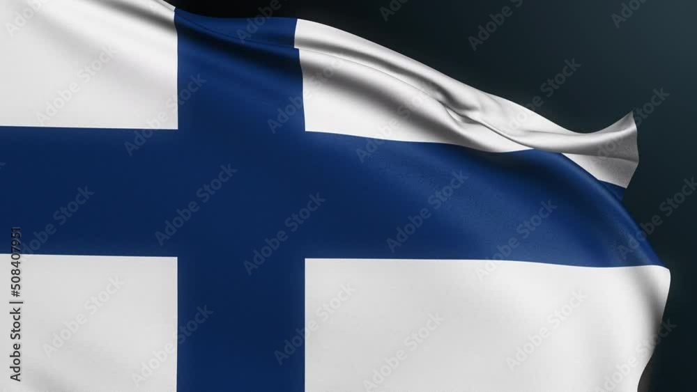 Finland flag. Helsinki sign. European country. Finnish official national symbol of celebration of Independence Day, 6 December. Realistic 3D animation with rippled cotton texture. Finland flag. Helsinki sign. European country. Finnish official national symbol of celebration of Independence Day, 6 December. Realistic 3D animation with rippled cotton texture.