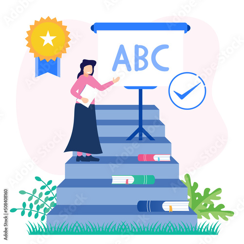 Illustration vector graphic cartoon character of teacher quality improvement