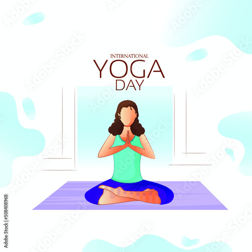  International Yoga Day Vector Faceless Young Lady Practicing Yoga Asana .  © prolific studio