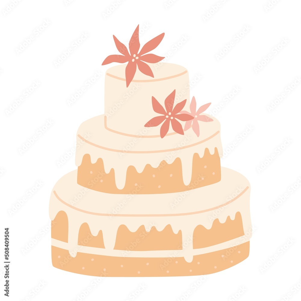 Wedding cake. Vector hand drawn illustration. Wedding cake. Vector hand drawn illustration.