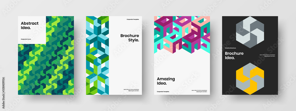 Simple cover vector design concept composition. Creative geometric shapes postcard layout bundle.