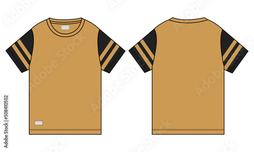 Two tone Color Short Sleeve T shirt Vector illustration  template Front And back views Isolated on white background. Apparel Design Mock up CAD