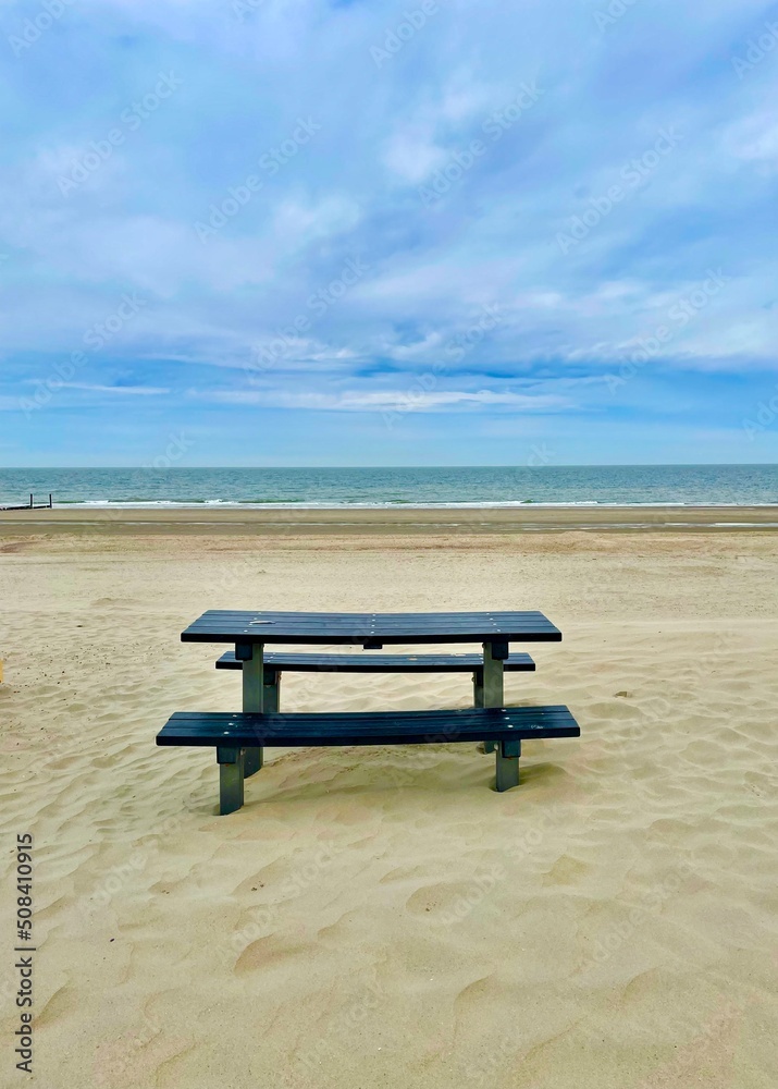 empty bench on the beach
