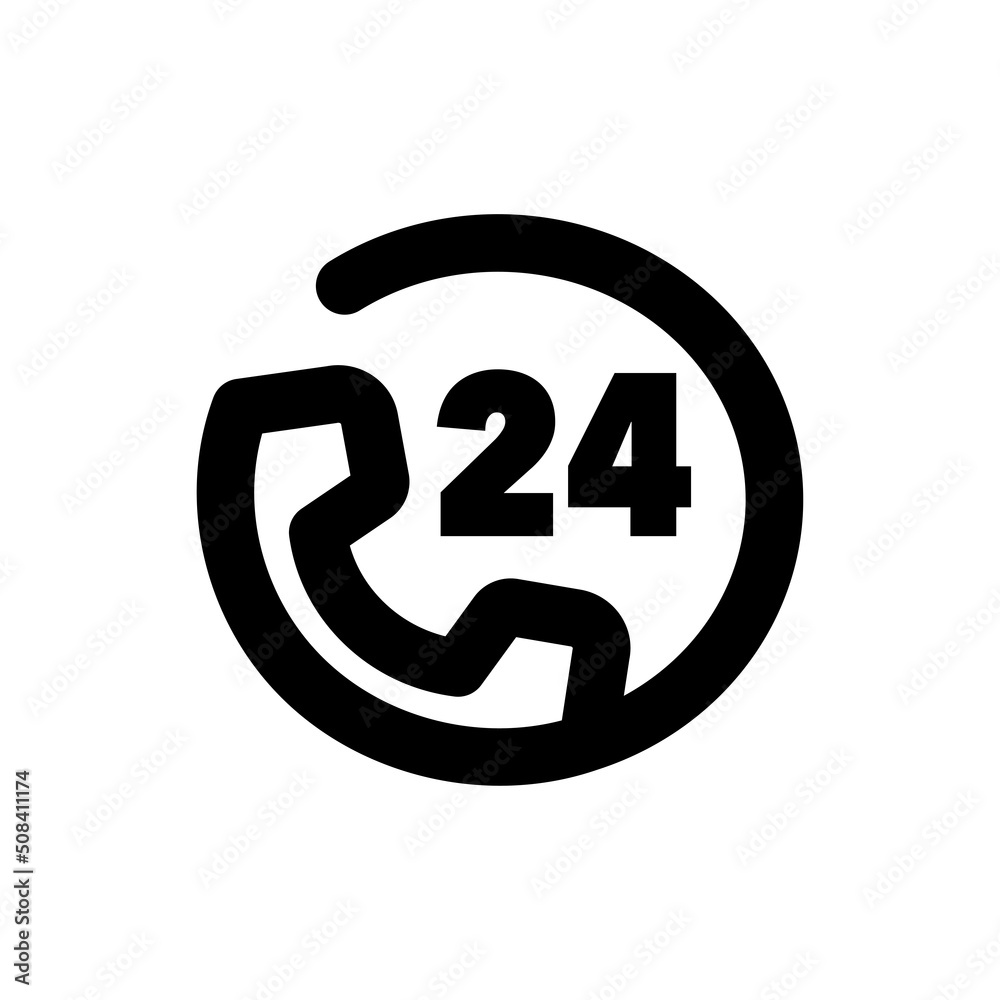 Simple call center icon, 24 hours service, Vector outline icon on white background. Simple call center icon, 24 hours service, Vector outline icon on white background.