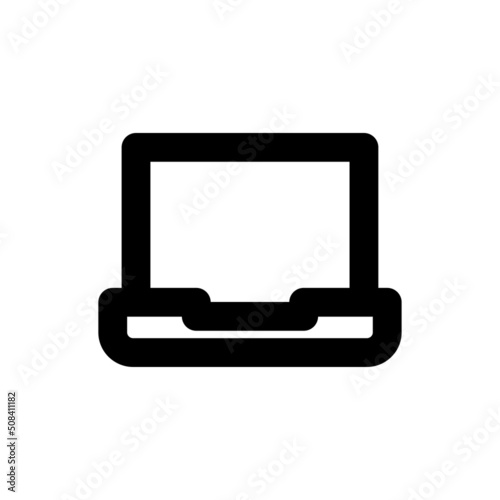 Simple laptop computer icon, Vector outline icon on white background.