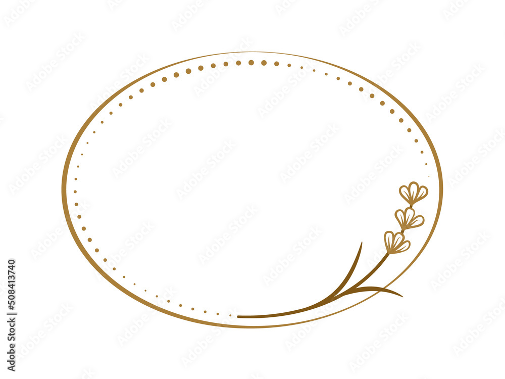 Vector horizontal oval dotted frame with lavender decoration