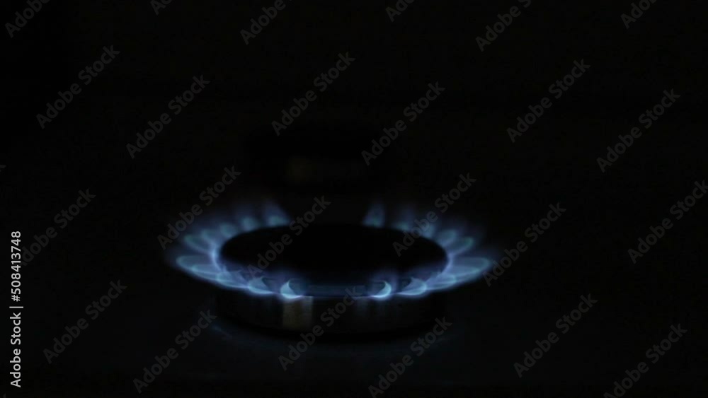 gas burns blue on the gas stove. gas resources. heating season gas burns blue on the gas stove. gas resources. heating season